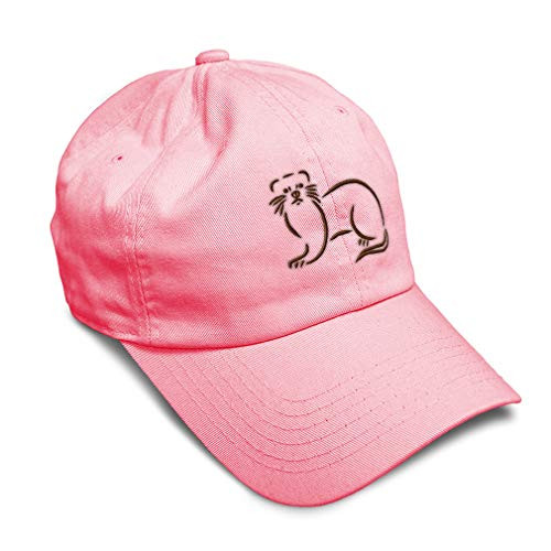 Speedy Pros Soft Baseball Cap Brown Otter Outline Embroidery Cotton Dad Hats for Men  and  Women Flat Solid Buckle Coral Design Only