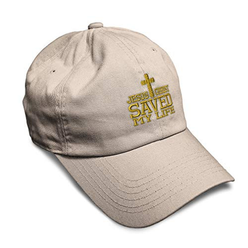 Soft Baseball Cap Jesus Christ Saved My Life Embroidery Twill Cotton Dad Hats for Men  and  Women Buckle Closure Stone