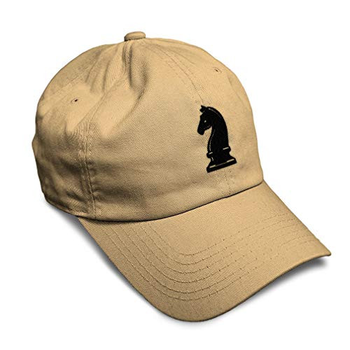 Speedy Pros Soft Baseball Cap Chess Piece Horse Embroidery Cotton Dad Hats for Men  and  Women Flat Solid Buckle Khaki Design Only