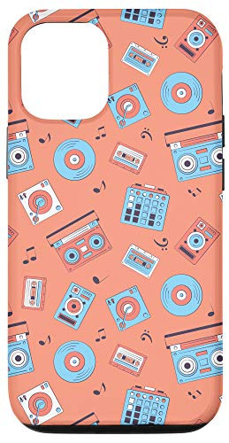 iPhone 12/12 Pro Retro Music Vinyl Record Player Boombox Cassette Pattern Case