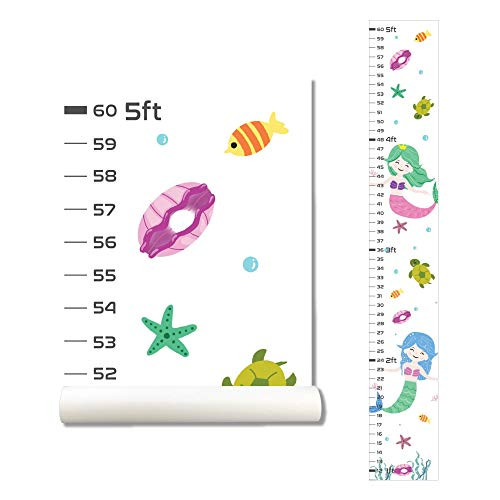 Mermaid Wall Sticker Growth Chart for Kids- Height Chart for Boys and Girls- Growth Chart Sticker- Growth Chart Decal