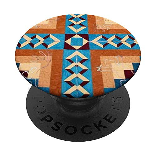 Blue Brown Southwestern Native American Tribal Phone Grip PopSockets Grip and Stand for Phones and Tablets