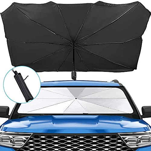 Windshield Sun Shade for Car- Foldable Car Windshield Sun Shade Umbrella for Sun Protection- Car Umbrella Sun Shade Protect Vehicle from UV Sun and Heat