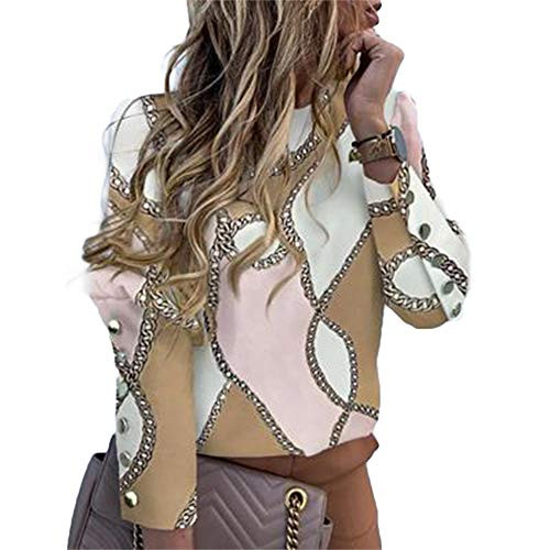 Women's Long Sleeve Elegant Blouses Button Down Back Shirt Top Casual Work Pullover Blouse Tops Plus Size -Multicolor- L-