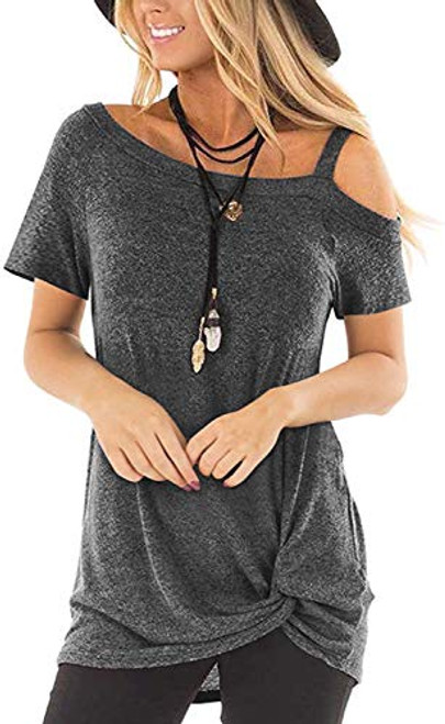 Womens T Shirts Short Sleeve Summer Tops and Blouses Cold Shoulder Tunic Za-Dark Gray XL Womens T Shirts Short Sleeve Summer Tops and Blouses Cold Shoulder Tunic Za-Dark Gray XL