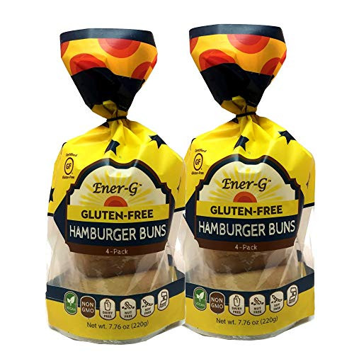 Gluten Free Hamburger Buns by Ener-G | Vegan- Low-Protein- Non-GMO- Kosher | Double 4-Pack 7.76 oz -8 Individual Buns-