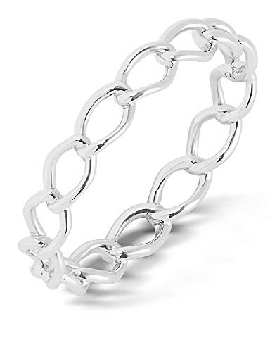 HIGHSTREET .925 STERLING SILVER TARNISH RESISTANT EXTREME COMFORT RINGS | HYPOALLERGENIC -STERLING SILVER OPEN LINK BAND- 9-