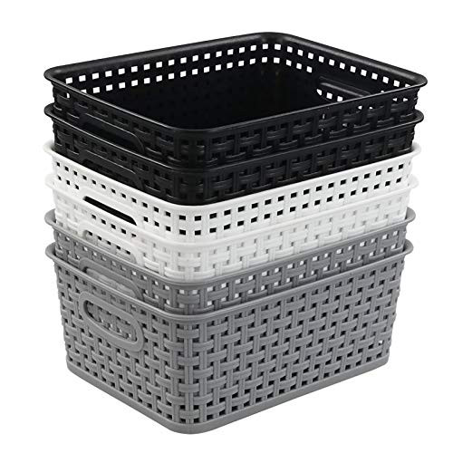 Uumitty Plastic Kitchen Woven Storage Basket- 6 Packs