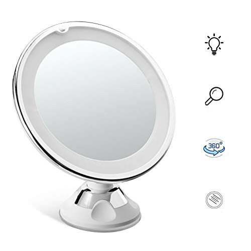 10X Magnifying Makeup Mirror with Lights- LED Lighted Portable Hand Cosmetic Magnification Light up Mirrors for Home Tabletop Bathroom Shower Travel