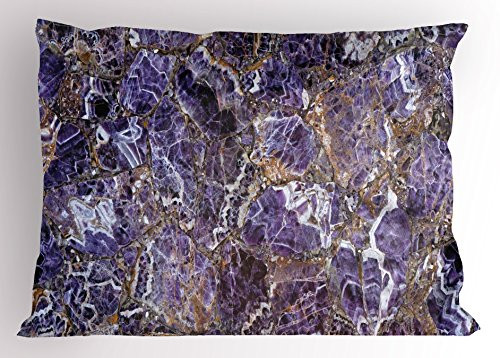 Lunarable Marble Pillow Sham- Italian Style Stone Surface in Shady Renaissance Effects Image- Decorative Standard Queen Size Printed Pillowcase- 30inch X 20inch- Dark Purple Violet