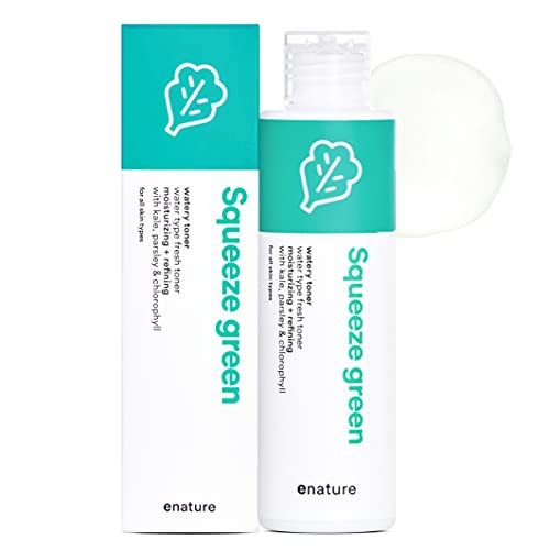 Cooling and Refreshing Face Astringent- Improves Skin Texture- Hydrating with Extracts of Chlorophyll- Parsley and Kale - ENATURE Squeeze Green Watery Toner 150ml -5.07 fl.oz.-