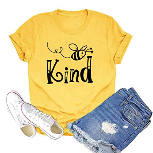Women Bee Kind Tees Kindness Inspirational Graphic Shirt Casual Short Sleeve Top M Yellow Women Bee Kind Tees Kindness Inspirational Graphic Shirt Casual Short Sleeve Top M Yellow