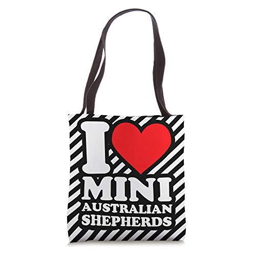 Mini australian shepherd I love Minnie Aussies striped / wit Tote Bag