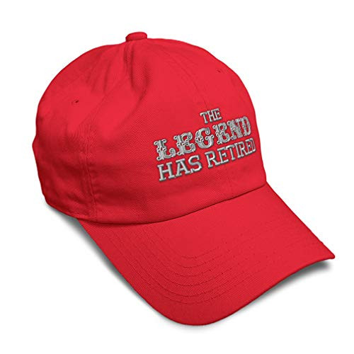 Soft Baseball Cap The Legend Has Retired Embroidery Twill Cotton Dad Hats for Men  and  Women Buckle Closure Red