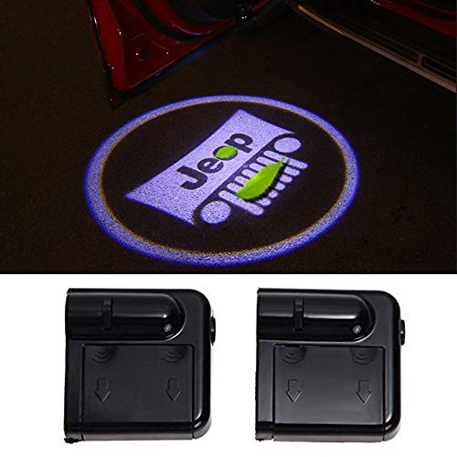 2 Pcs for Jeep Wireless Car Door Led Welcome Laser Projector Logo Light Ghost Shadow Light Lamp Logos