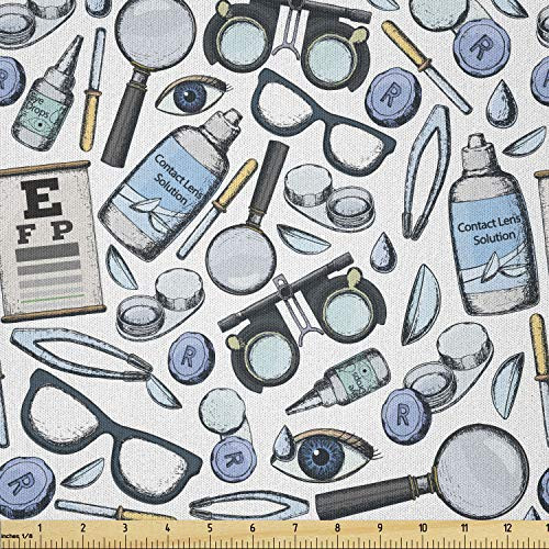 Ambesonne Eye Chart Fabric by The Yard- Scattered Optometry Themed Accessories on a Plain Background Print- Microfiber Fabric for Arts and Crafts Textiles and Decor- 1 Yard- Multicolor Ambesonne Eye Chart Fabric by The Yard- Scattered Optometry Themed Accessories on a Plain Background Print- Microfiber Fabric for Arts and Crafts Textiles and Decor- 1 Yard- Multicolor