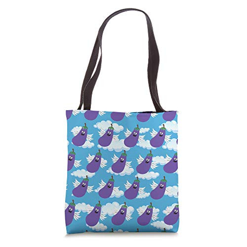 Funny Vegetable Eggplant Caricature Food Humor Emojis Joke Tote Bag