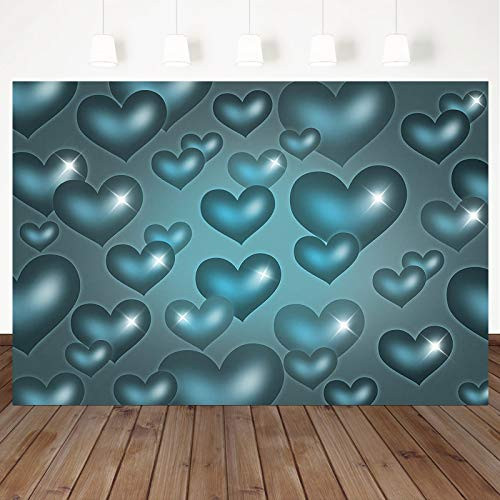 Mocsicka Early 2000s Blue Photography Backdrop Love Heart Birthday Party Photo Background 2000s Valentines Portrait Backdrop Photo Booth Props -7x5ft-