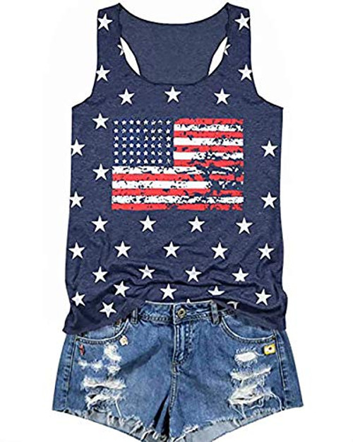 USA Tank Tops Women American Flag Sleeveless Shirt Novelty Graphic 4th July Patriotic Shirt Vest Summer Racerback Top Blue USA Tank Tops Women American Flag Sleeveless Shirt Novelty Graphic 4th July Patriotic Shirt Vest Summer Racerback Top Blue