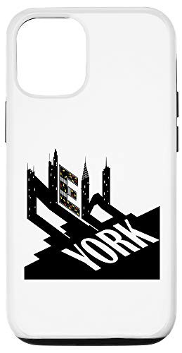 iPhone 12/12 Pro New York City Buildings Typographic Design White Background Case
