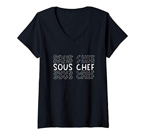 Womens Sous Chef Cooking Kitchen Gift Restaurant Funny Cook V-Neck T-Shirt