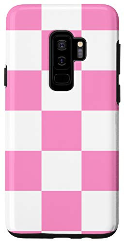 Galaxy S9Plus Checkered Pattern In Pink  and  White Square Box Aesthetic Art Case