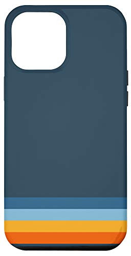 iPhone 12 Pro Max Vintage Blue- Yellow- and Orange Horizontal Stripes Pattern Case