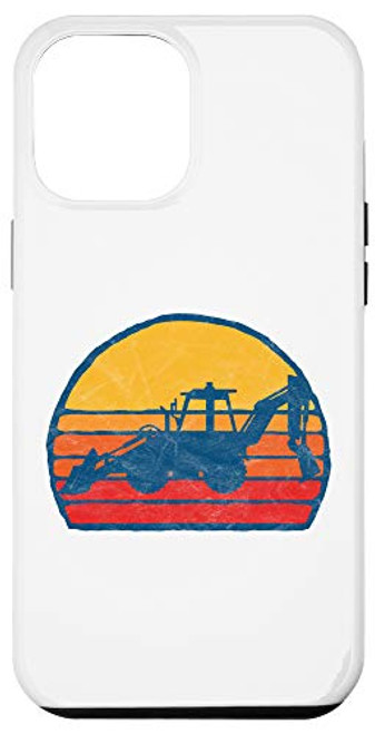 iPhone 12 Pro Max Retro Backhoe Loader Sunset Vintage Construction Graphic Case