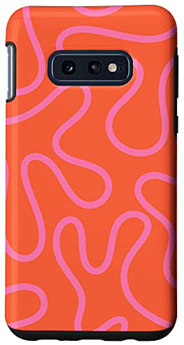 Galaxy S10e Abstract Squiggle Pattern in Bright Orange Red and Pink Case