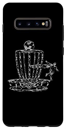 Galaxy S10Plus Vintage Disc Golf Basket Art Disc Golfer Abstract Greys Case