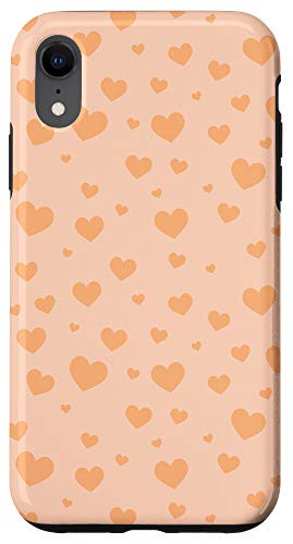 iPhone XR Hearts Peach Orange Kawaii Cute Pastel Aesthetic Case