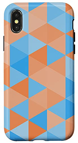 iPhone X/XS Aesthetic Geometric Triangle Pattern in orange and blue Case