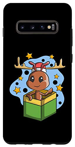 Galaxy S10Plus Christmas Ant In Wrapped Box Wearing Antlers Case