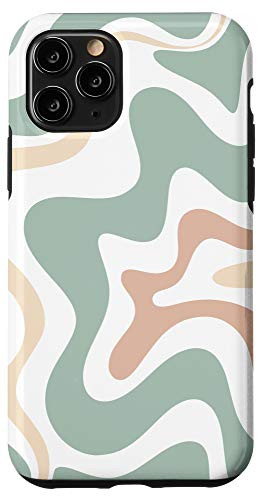 iPhone 11 Pro Retro Liquid Swirl Abstract Pattern in Light Sage Green Case