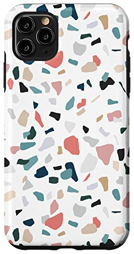 iPhone 11 Pro Max Terrazzo Pattern Abstract Classic Coral Teal Blush White Case
