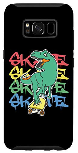 Galaxy S8 Skateboard T-Rex Skateboarding Dinosaur Retro Skater Skate Case