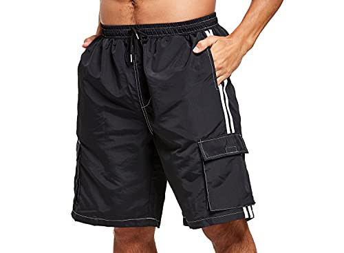 Tansozer Mens Swim Trunks Quick Dry Swim Shorts Swimming Trunks for Men Surf Shorts with Pockets and Mesh Lining Black 2 S