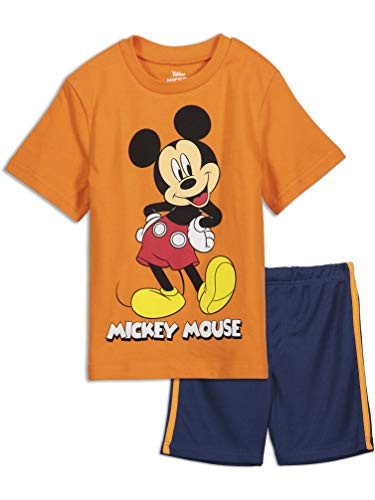 Disney Mickey Mouse Little Boys T-Shirt and Mesh Shorts Set 6 Orange