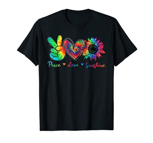 Peace Love Sunshine Sunflower Hippie Tie Dye T-Shirt