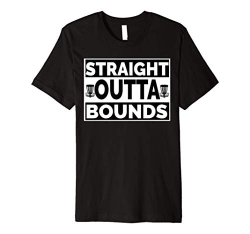 Disc Golf Straight Outta Bounds with Disc Golf Baskets Funny Premium T-Shirt