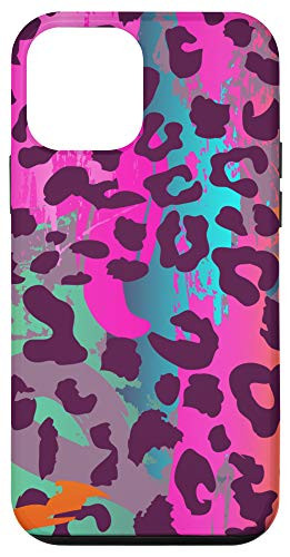 iPhone 12 mini Black Leopard Print Cheetah Skin Pattern Pink Purple Blue Case
