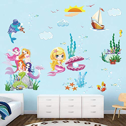 decalmile Mermaid Princess Wall Decals Underwater World Wall Stickers for Girls Room Baby Nursery Childrens Bedroom Kids Room Wall Decor decalmile Mermaid Princess Wall Decals Underwater World Wall Stickers for Girls Room Baby Nursery Childrens Bedroom Kids Room Wall Decor
