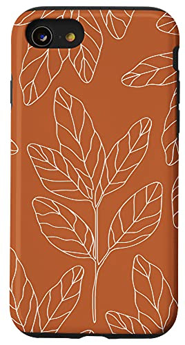 iPhone SE -2020- / 7 / 8 Banana Leaves Botanical Modern Line Art Terracotta Orange Case