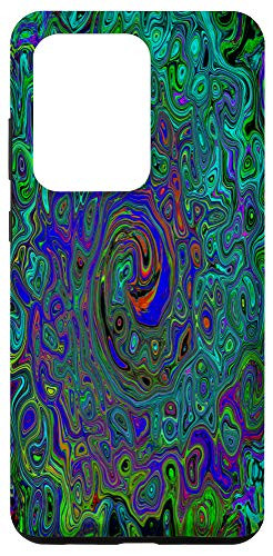 Galaxy S20 Ultra Marbled Blue and Orange Abstract Retro Swirl Case