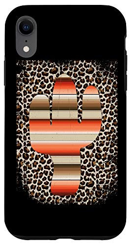 iPhone XR Funny Leopard Cheetah Serape Cactus print Orange Red Brown Case