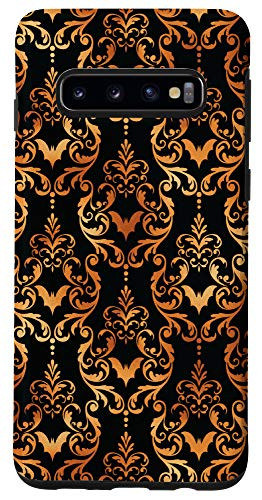 Galaxy S10 Spooky Orange And Black Bat Motif Halloween Phone Case