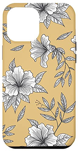 iPhone 12 Pro Max Vintage Hibiscus Floral Botanical Pattern - Cornsilk Yellow Case