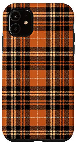 iPhone 11 Halloween Black  and  Pumpkins Orange Plaid for Fall - Autumn Case