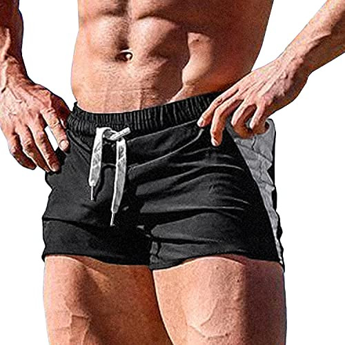 URRU Men's Workout Running Shorts Sports Fitness Gym Training Quick Dry Athletic Performance Shorts Black XL