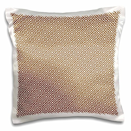 3dRose pc_210806_1 Brown and White Greek Key Pattern-Pillow Case, 16 by 16"